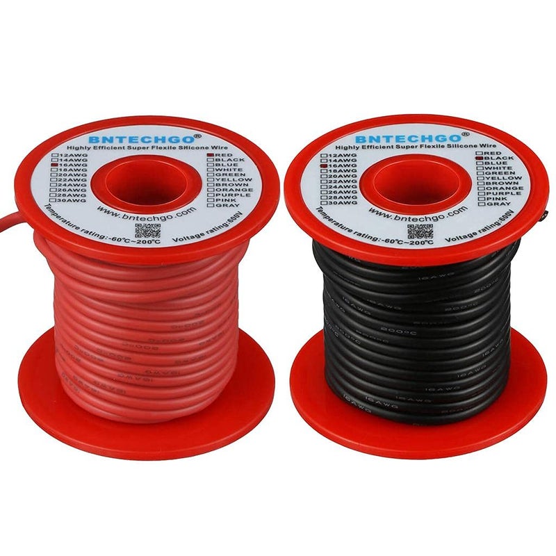BNTECHGO 16 Gauge Silicone Wire Spool red and Black Each 50ft Flexible 16 AWG Stranded Tinned Copper Wire - Image 2