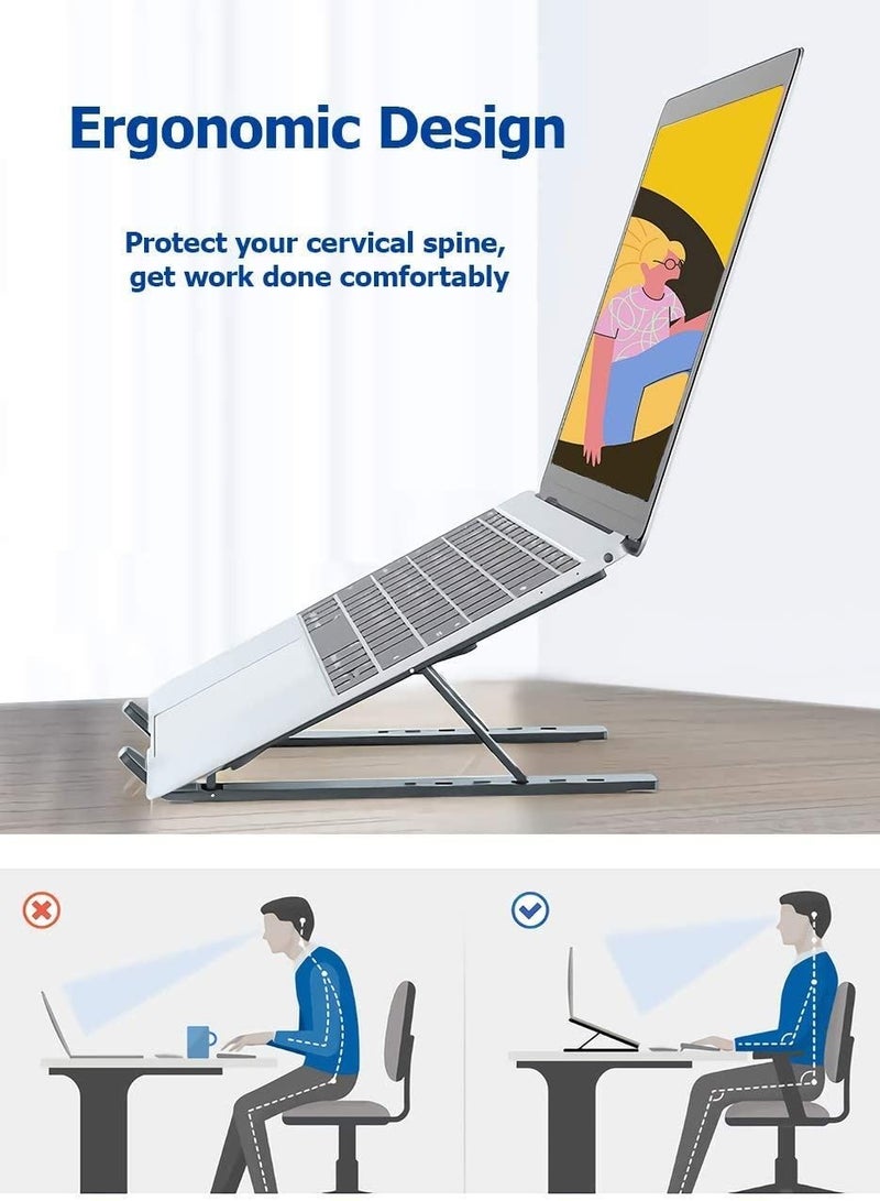 Phone Planet Aluminum Alloy Adjustable Eye-Level Ergonomic Height Laptop Riser Holder For MacBook Pro Air, Chromebook Silver - Image 4