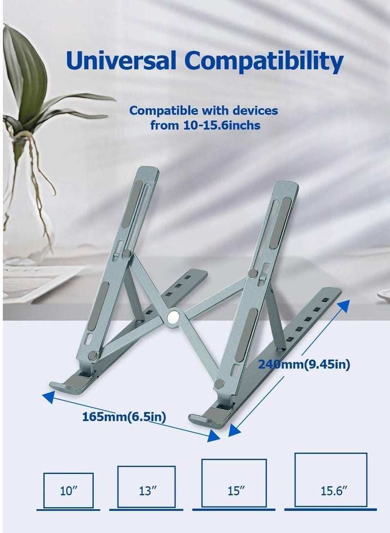Phone Planet Aluminum Alloy Adjustable Eye-Level Ergonomic Height Laptop Riser Holder For MacBook Pro Air, Chromebook Silver - Image 2