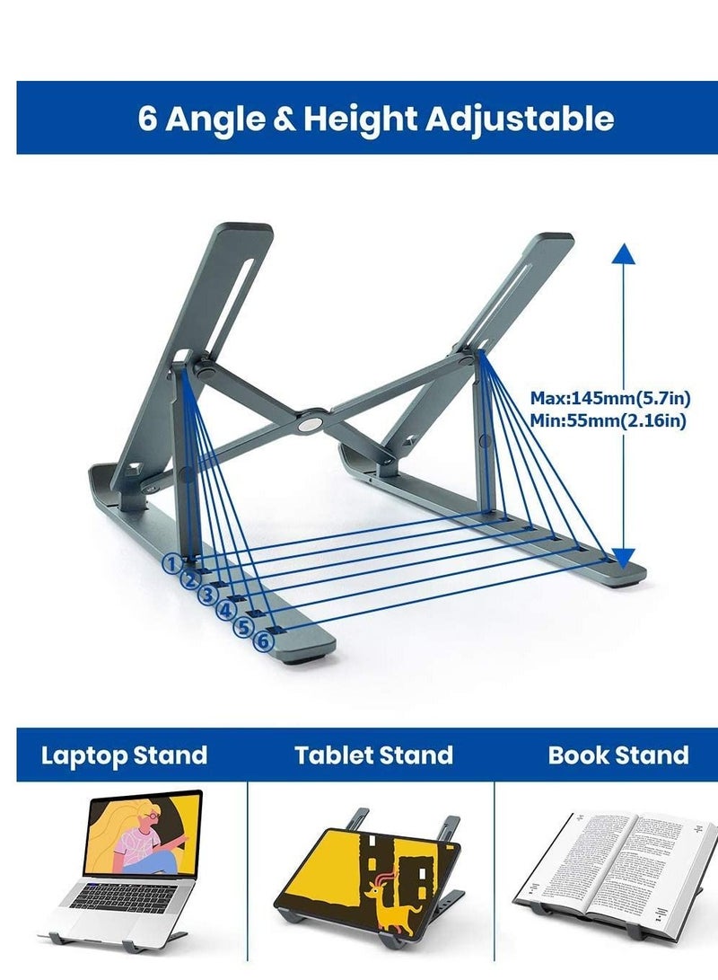 Phone Planet Aluminum Alloy Adjustable Eye-Level Ergonomic Height Laptop Riser Holder For MacBook Pro Air, Chromebook Silver - Image 3