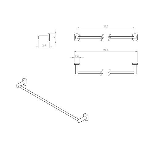 Gedy Edera Polished Towel Bar, Chrome, 24" - Image 3