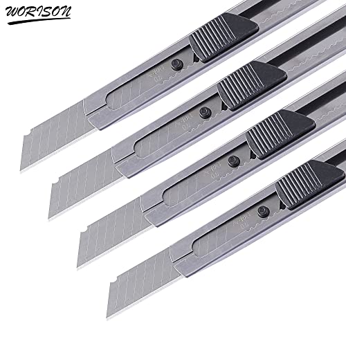 Worison Stainless Steel 18mm Cutter for Cutting Papers, Wallpapers, Cardboard, Vinyl, Tapes etc set of 4pc - Image 3