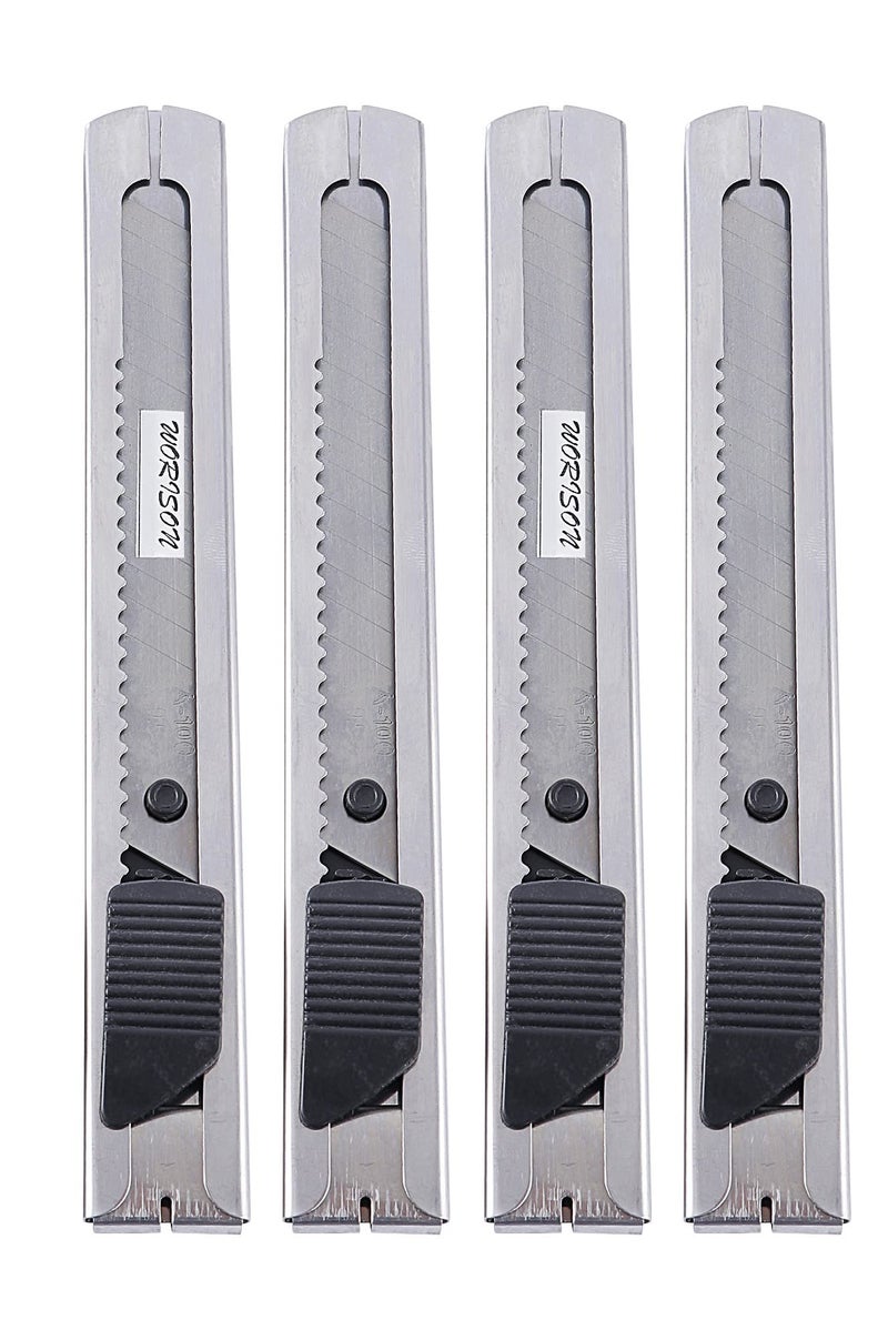 Worison Stainless Steel 18mm Cutter for Cutting Papers, Wallpapers, Cardboard, Vinyl, Tapes etc set of 4pc - Image 1