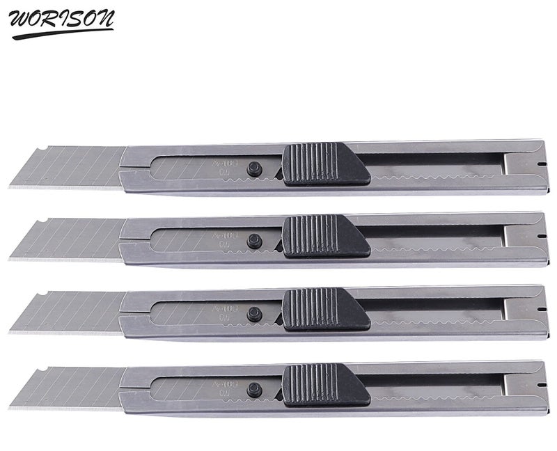 Worison Stainless Steel 18mm Cutter for Cutting Papers, Wallpapers, Cardboard, Vinyl, Tapes etc set of 4pc - Image 4