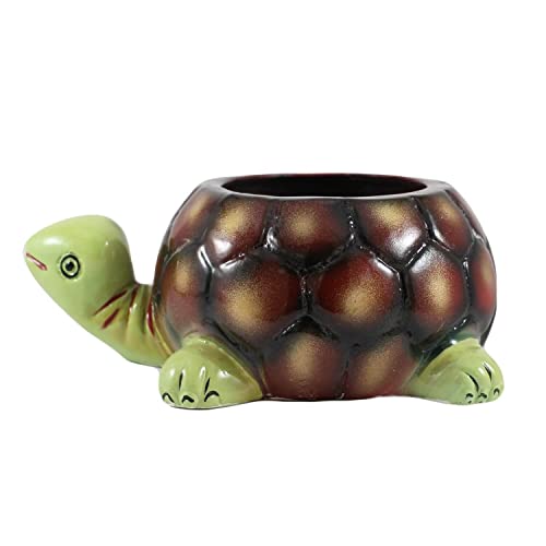 Lasaki Cute Tortoise Hand-Painted Green Neck Big Ceramic Plant Pot with Drain Holes | Planter for Indoor & Outdoor Plants | Pots Balcony,Home,Garden & Office Succulent Pot(L:19.5 Cm W:13.5 Cm H:7 Cm) - Image 4
