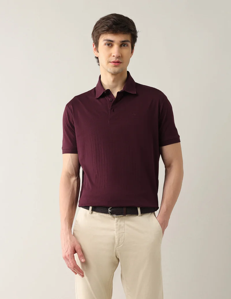 Arrow Textured Pure Cotton Night Is Young Polo Shirt