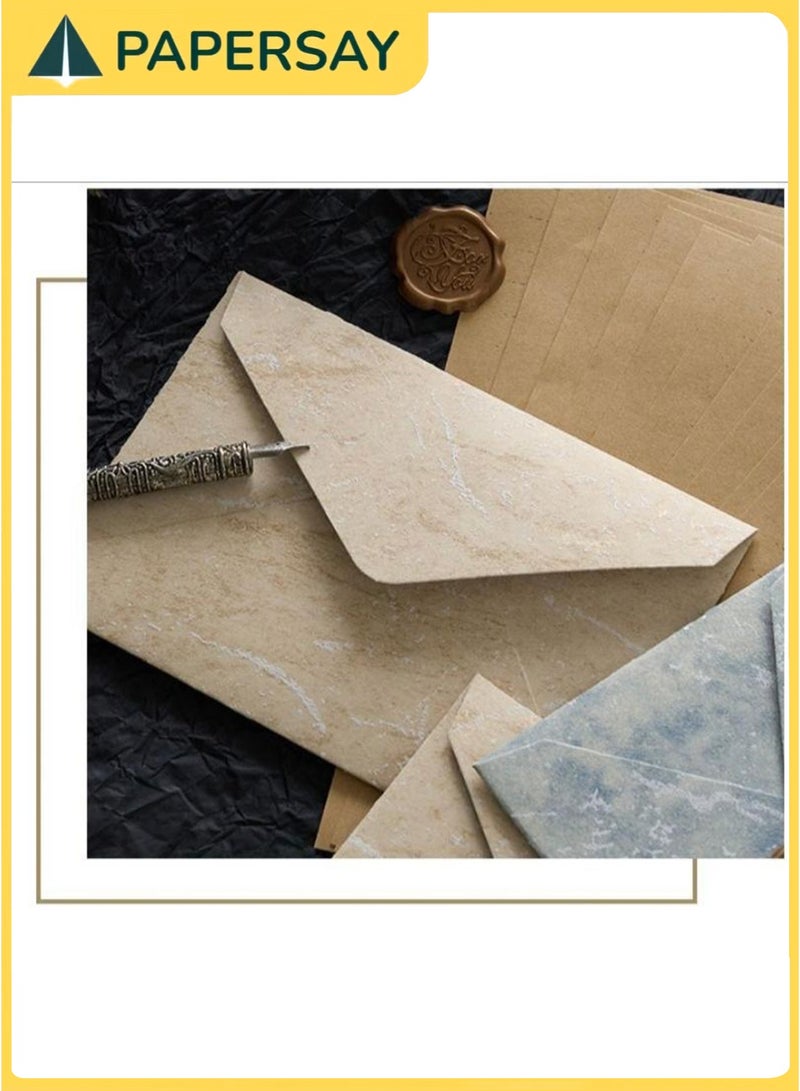 PAPERSAY Textured Envelope Set with 10 Floral Border Lined Sheets, 3 Beige Gift Envelopes, and 3 Wax Seal Stickers – Vintage Letter Writing Kit for Wedding Invitations, Poetry or Home Office (Beige) - Image 4