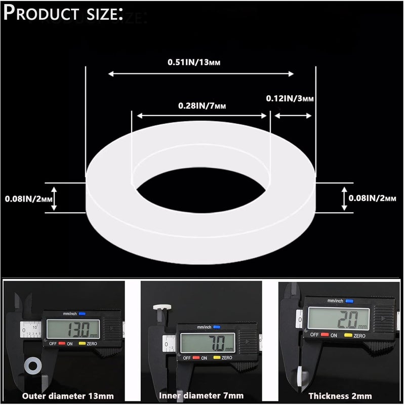 AimatRun 20 PCS 3/8" Silicone Gaskets Kitchen Water Hose Washers, 9/16" Tank Connector Bulkhead Fittings, Faucet & Shower Hose Seals, Rubber Washers for Toilet Water Line Replacement & Flange Sealing - Image 3