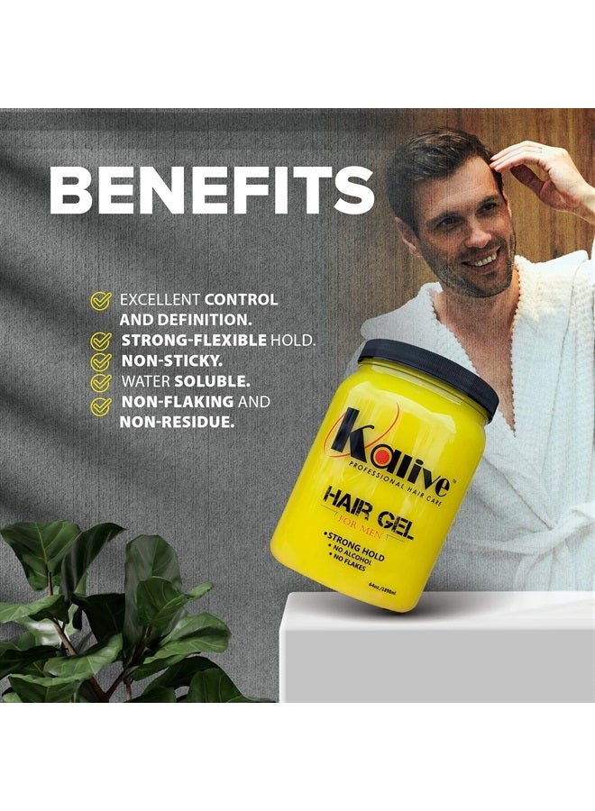 KALIVE 2 STYLE KALIVE Men's Hair Styling Gel 64 oz, Strong-Hold and Light Shine all day, Mens Hair Product fresh scent No Flaking or Alcohol - Image 3