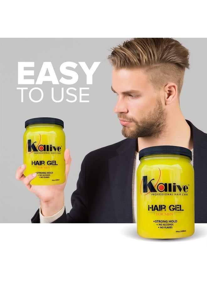 KALIVE 2 STYLE KALIVE Men's Hair Styling Gel 64 oz, Strong-Hold and Light Shine all day, Mens Hair Product fresh scent No Flaking or Alcohol - Image 2