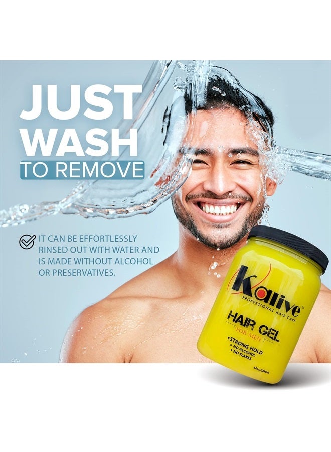 KALIVE 2 STYLE KALIVE Men's Hair Styling Gel 64 oz, Strong-Hold and Light Shine all day, Mens Hair Product fresh scent No Flaking or Alcohol - Image 5