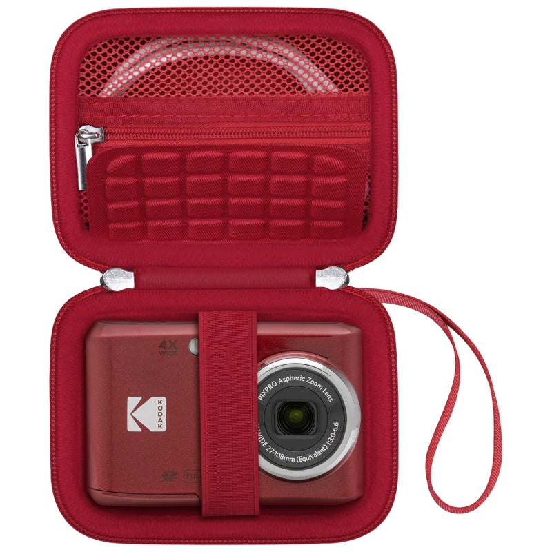 Canboc Carrying Case for Kodak PIXPRO FZ55/ FZ45 16MP Digital Camera, FZ45 Video Vlogging Camera Bag, Mesh Pocket fit Cable, SD Card, Red (Case Only) - Image 1