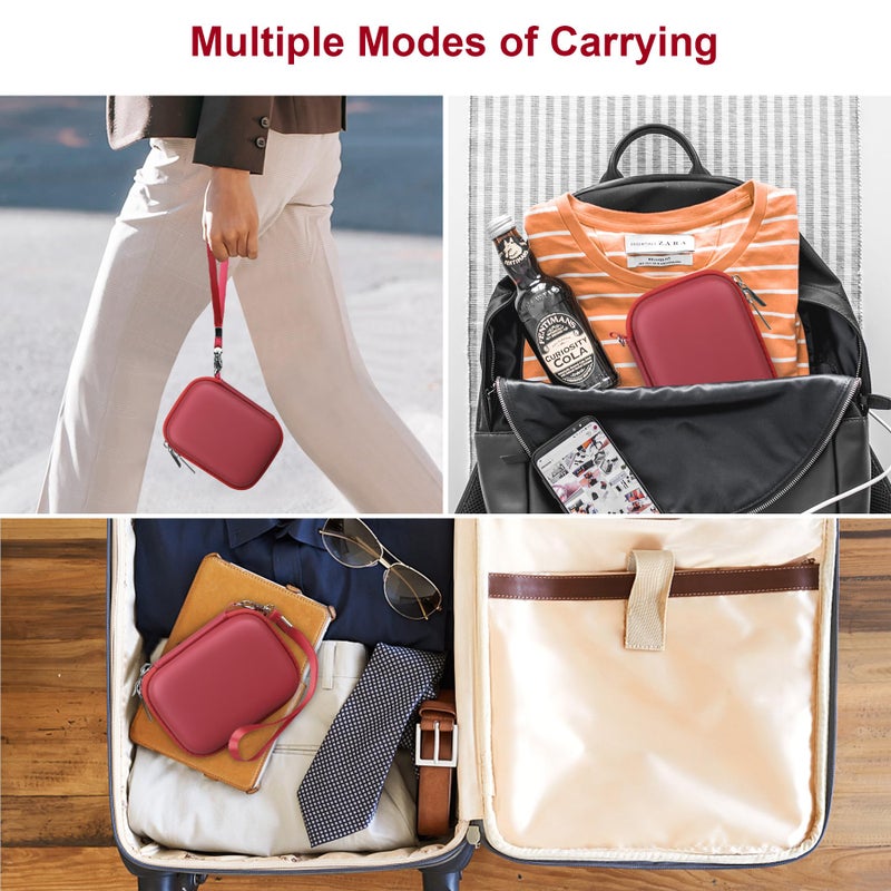 Canboc Carrying Case for Kodak PIXPRO FZ55/ FZ45 16MP Digital Camera, FZ45 Video Vlogging Camera Bag, Mesh Pocket fit Cable, SD Card, Red (Case Only) - Image 3