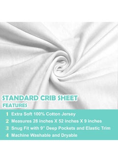 American Baby Company American Baby Company 2 Pack 100% Cotton Value Jersey Knit Fitted Crib Sheet for Standard Crib and Toddler Mattresses, White, for Boys and Girls  - Image 3
