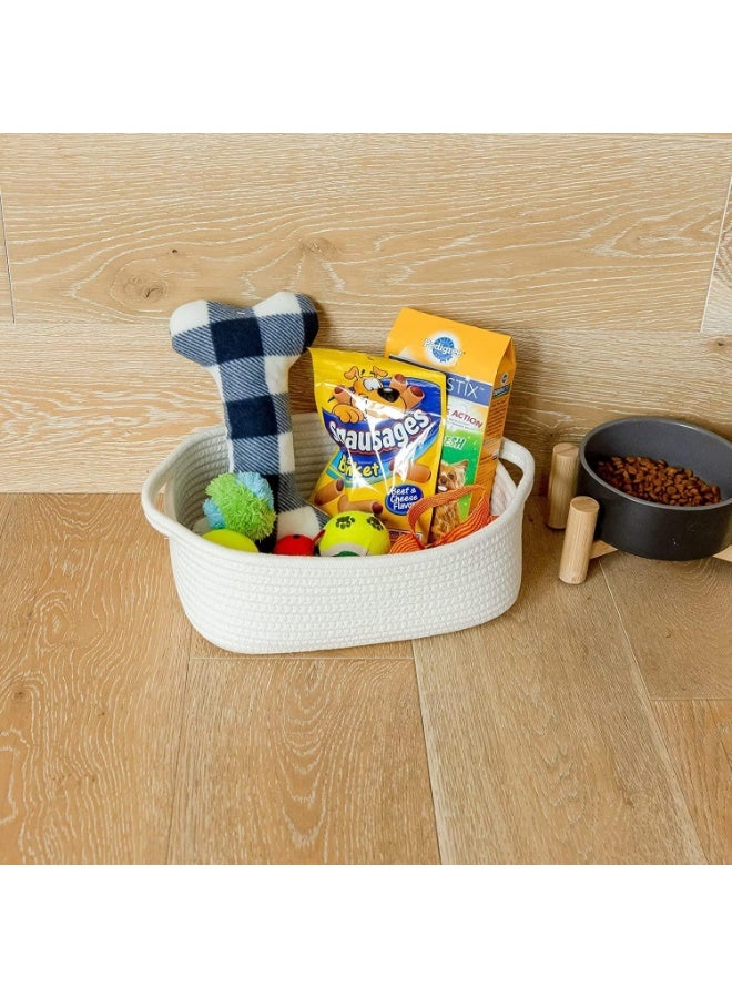 5 Pieces Woven Basket, Beige Versatile Decorative Rope Basket, Woven Baskets for Organizing, Natural Cotton Rope Basket for Montessori, Baby Nursery, Dog Toy Baskets, Cat Toy Box, Bathroom Organization Bin - Image 5