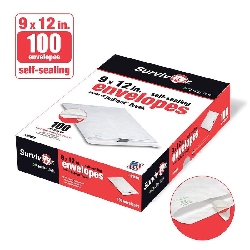 Quality Park Survivor 9 x 12 Catalog Envelopes made with DuPont Tyvek Material, Self Sealing, Puncture, Tear & Moisture Resistant, 100/Box (QUAR1460) - Image 3