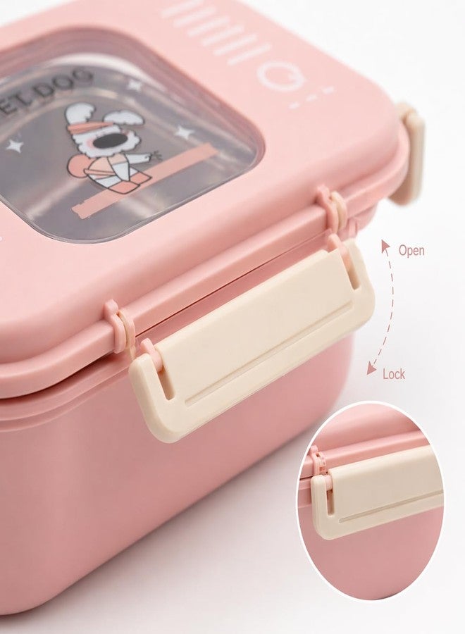 HETVIN Stainless Steel 3 Compartment Lunch Box with Leak Resistant Lid, Portable Tiffin Box with Spoon, Food Storage Lunch Box for Kids School & Office Use - (Multicolor) - Image 4