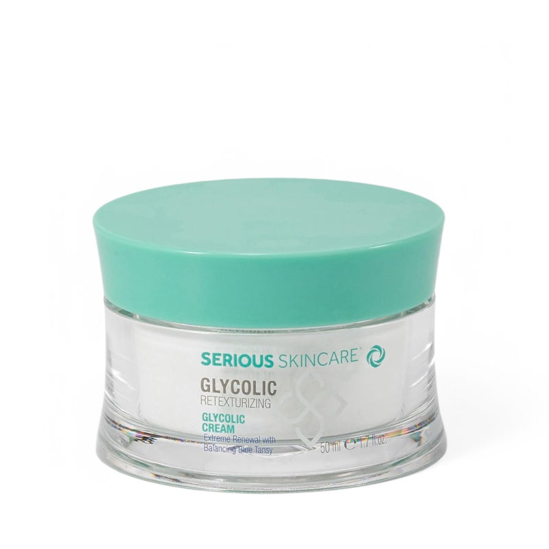 Serious Skincare - Glycolic Facial Moisturizer Cream for Hydration & Exfoliation, Texture Refining for Lines, Wrinkles, Pores, Face Discoloration, Skin Balancing Blue Tansy - Anti-Aging, 1.7 Fl. Oz. - Image 1
