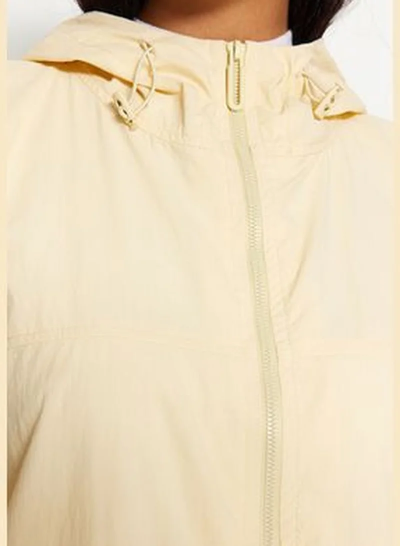 trendyol Light Beige Oversize Hooded Water Repellent Long Raincoat TWOAW24MO00256