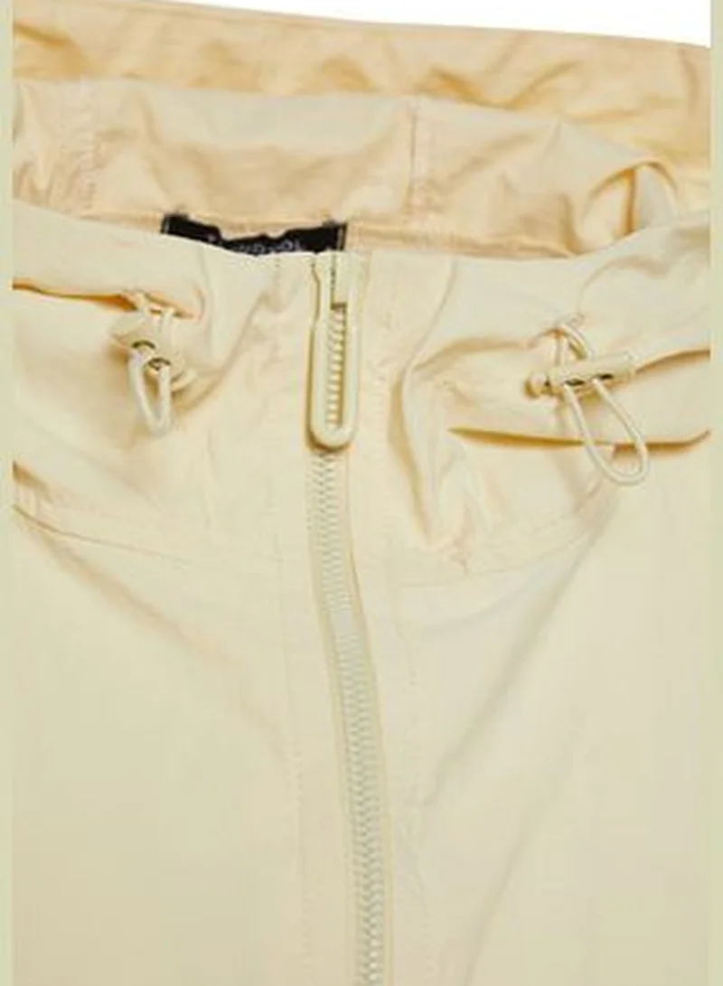 trendyol Light Beige Oversize Hooded Water Repellent Long Raincoat TWOAW24MO00256
