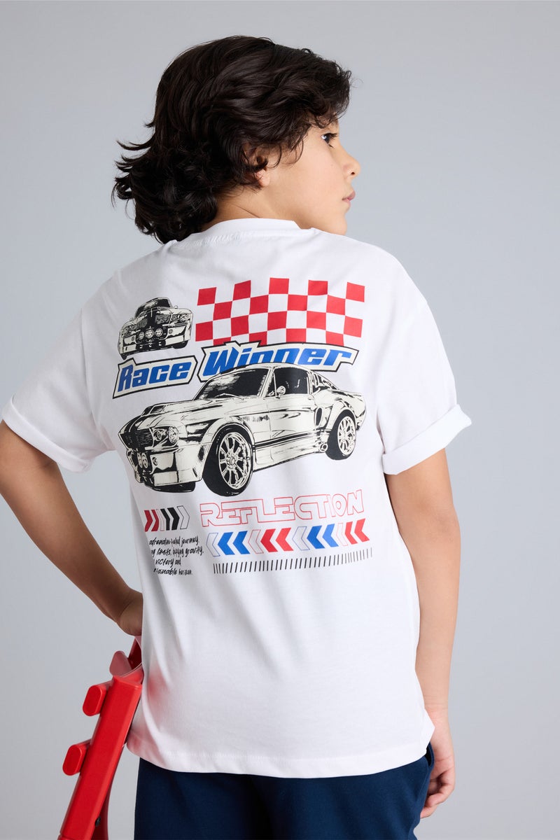 DeFacto White Boy Boy Oversize Fit Short Sleeve T-Shirt Casual - Image 1