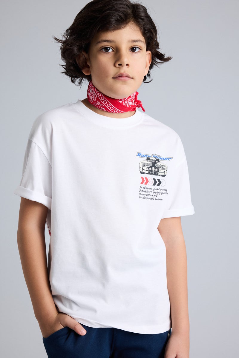 DeFacto White Boy Boy Oversize Fit Short Sleeve T-Shirt Casual - Image 3