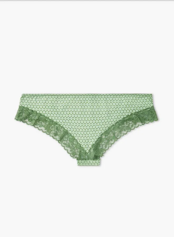 سبلاش فيڤ بيكيني بطبعات مع تفاصيل دانتيل وخصر مطاطي