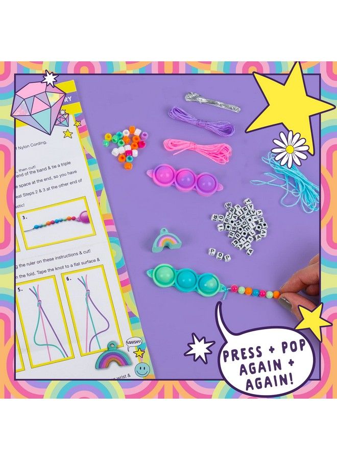 Fidgiwear Rainbow D.I.Y. Squish & Pop Jewelry Create Your Own Fidget Jewelry For Kids Includes Squishy Charms Fidget Toys With A Stylish Twist Bracelet Making Kit For Girls