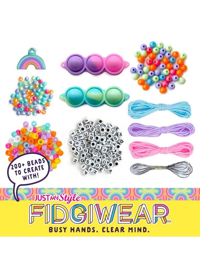 Fidgiwear Rainbow D.I.Y. Squish & Pop Jewelry Create Your Own Fidget Jewelry For Kids Includes Squishy Charms Fidget Toys With A Stylish Twist Bracelet Making Kit For Girls