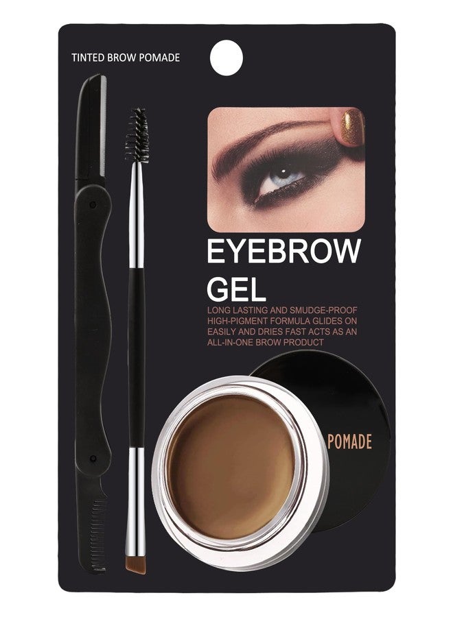 LYSdefeu Eyebrow Pomade Kit,Long Lasting Waterproof Medium Brown Tinted Eye Brow Pomade Set with Brush Razor,Smudge-proof Eyebrow Cream Tint Brow Tinting Gel,Mother's Day Makeup Gift for Women Girl-02 - Image 1