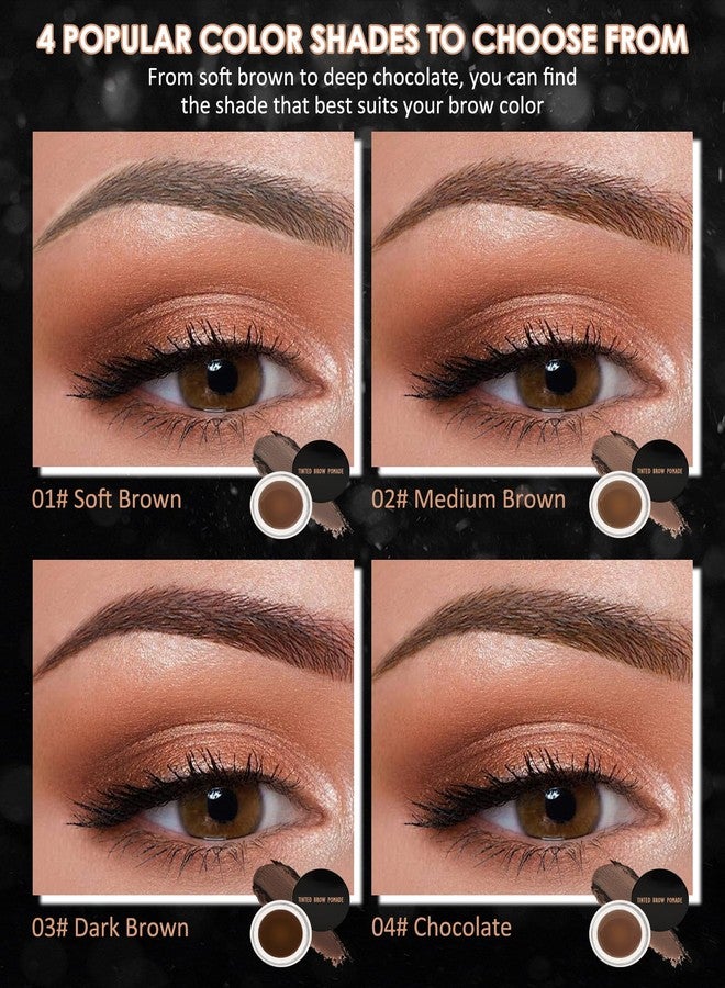 LYSdefeu Eyebrow Pomade Kit,Long Lasting Waterproof Medium Brown Tinted Eye Brow Pomade Set with Brush Razor,Smudge-proof Eyebrow Cream Tint Brow Tinting Gel,Mother's Day Makeup Gift for Women Girl-02 - Image 4
