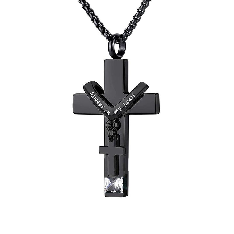 Perfume Bottle Necklace Memorial Pendant Cross Pet Ashes Urn Jewelry for Women Men