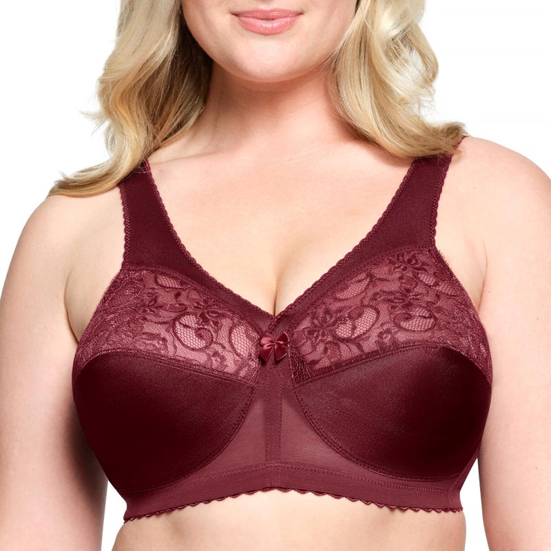 Full Figure Plus Size MagicLift Original Support Bra Wirefree 1000 Burgundy
