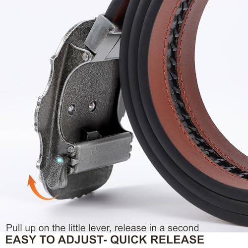 SANSTHS Ratchet Cowboy Belt Western Ratcheting Belts for Men Ratchet Western Belt with Automatic Cowboy Buckle Bronze BullBrown - Image 3