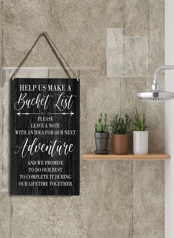 YCYD Help Us Make a Bucket List Please Leave a Note Wood Sign Rustic Bucket List Wooden Hanging Plaque for Home Wedding Wall Art Decoration 8 x 10 Inches Present - Image 5