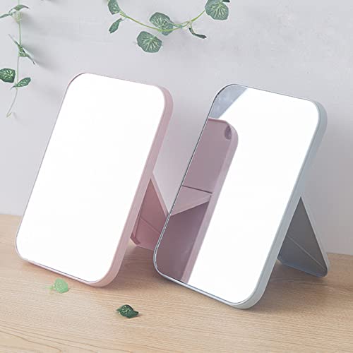 Mockery Foldable Desktop Makeup Mirror with Stand, 90° Adjustable Square Portable Dressing Table Mirror for Women, Blue - Image 4