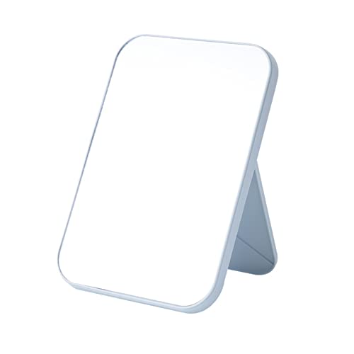 Mockery Foldable Desktop Makeup Mirror with Stand, 90° Adjustable Square Portable Dressing Table Mirror for Women, Blue - Image 1