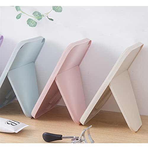 Mockery Foldable Desktop Makeup Mirror with Stand, 90° Adjustable Square Portable Dressing Table Mirror for Women, Blue - Image 2