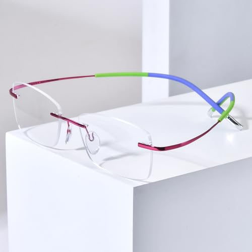 FONEX Titanium Glasses FrameRimless Frameless Optical Eyewear Eyeglasses for Men and Women F85634 85899 Pink - Image 3