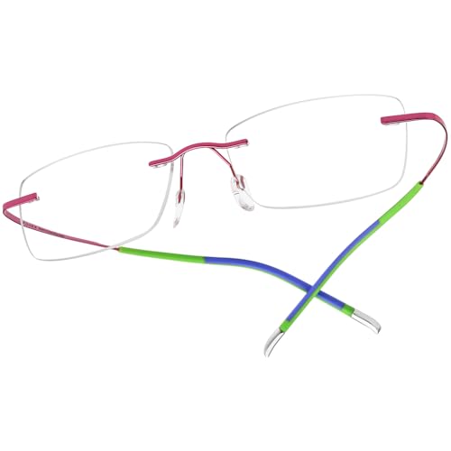 FONEX Titanium Glasses FrameRimless Frameless Optical Eyewear Eyeglasses for Men and Women F85634 85899 Pink - Image 1