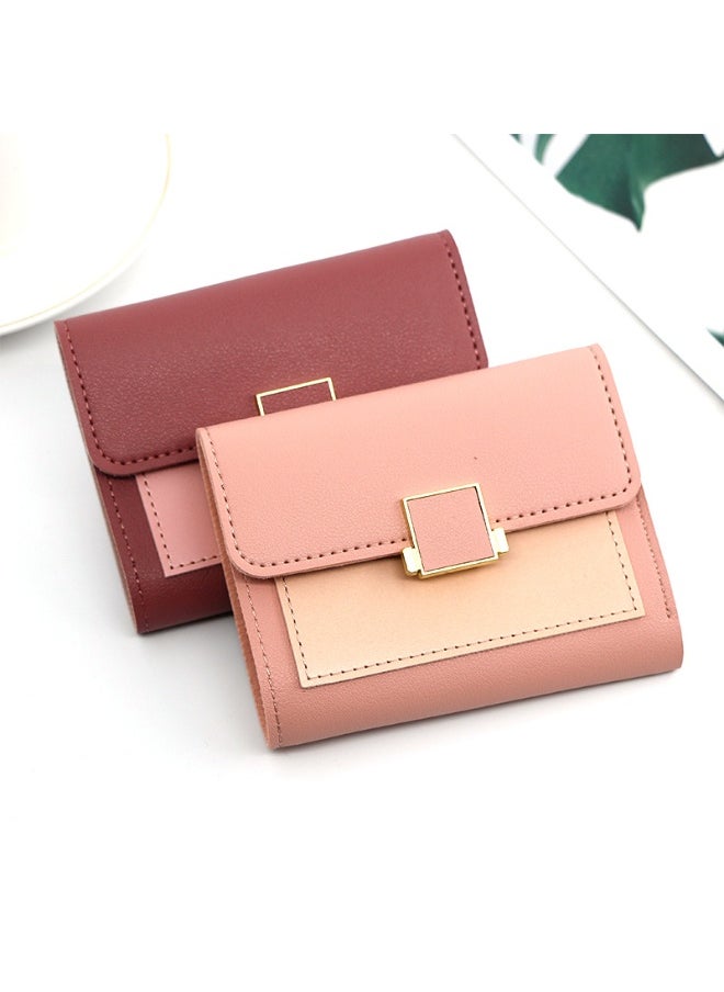 NIBEMINENT Mini Three-fold Women's Short Purse Purse Purse Coin Purse Storage Bag Card Bag Holding Bag Women's Purse Purse  - Image 2