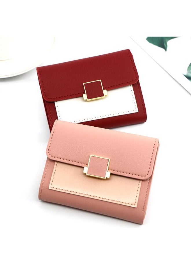 NIBEMINENT Mini Three-fold Women's Short Purse Purse Purse Coin Purse Storage Bag Card Bag Holding Bag Women's Purse Purse  - Image 3