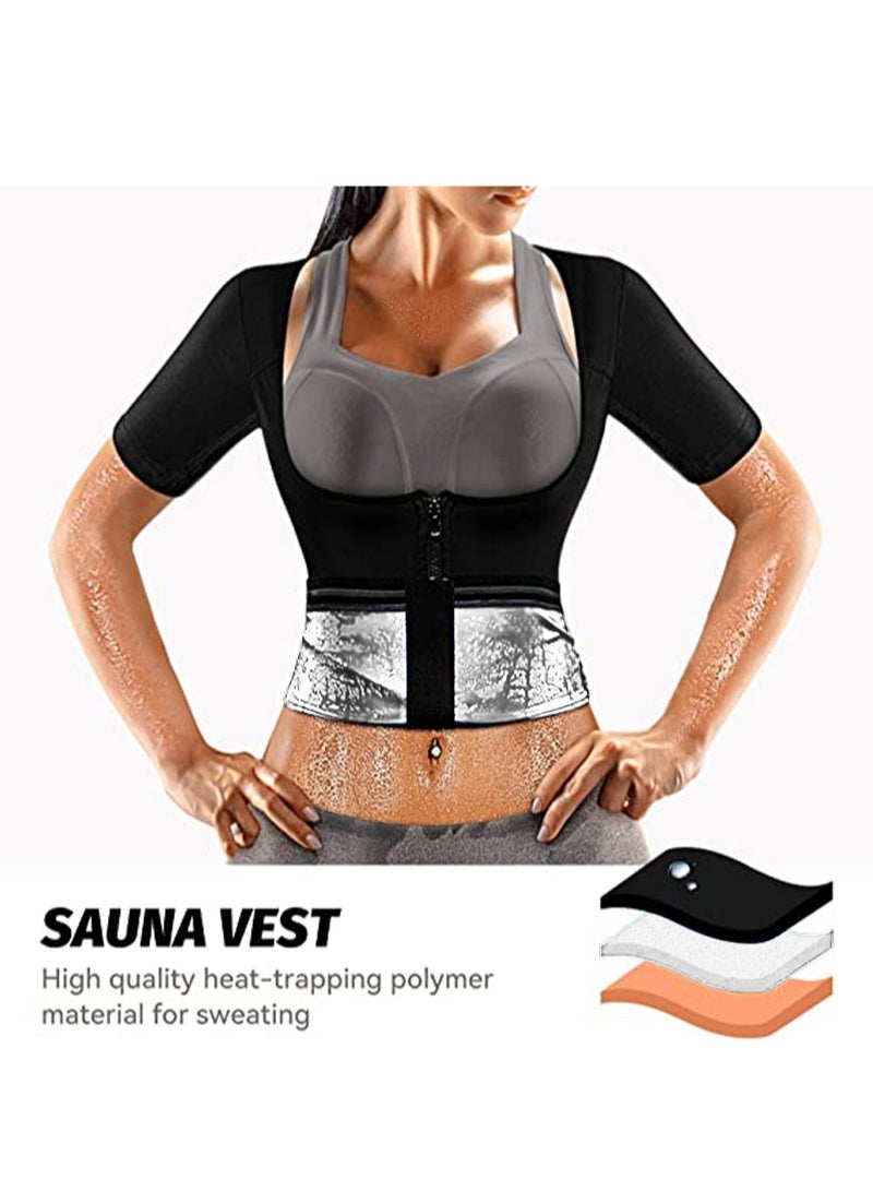 MissTiara Sauna Suit for Women Weight Loss Sauna Shirt for Women Sweat Suit Waist Trainer Vest Fitness Body Shaper Zipper - Image 5