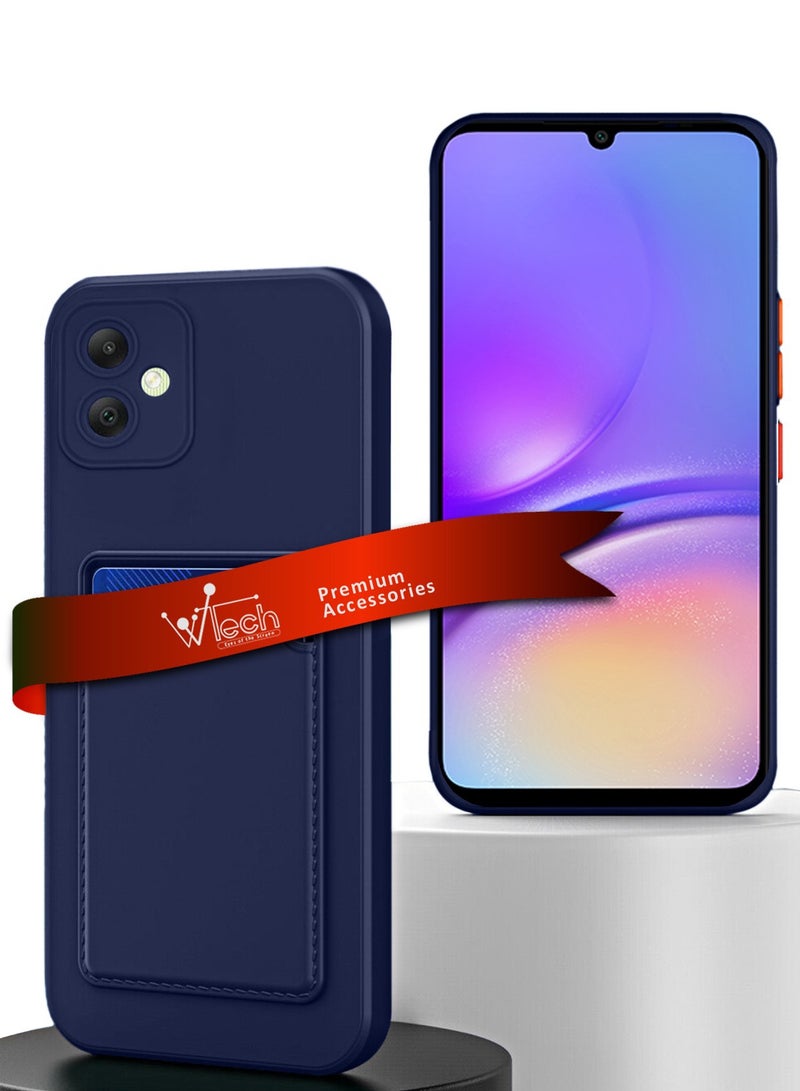 Wtech Silicone TPU With Card Holder Case Cover For Samsung Galaxy A05 4G 2023 Navy Blue 