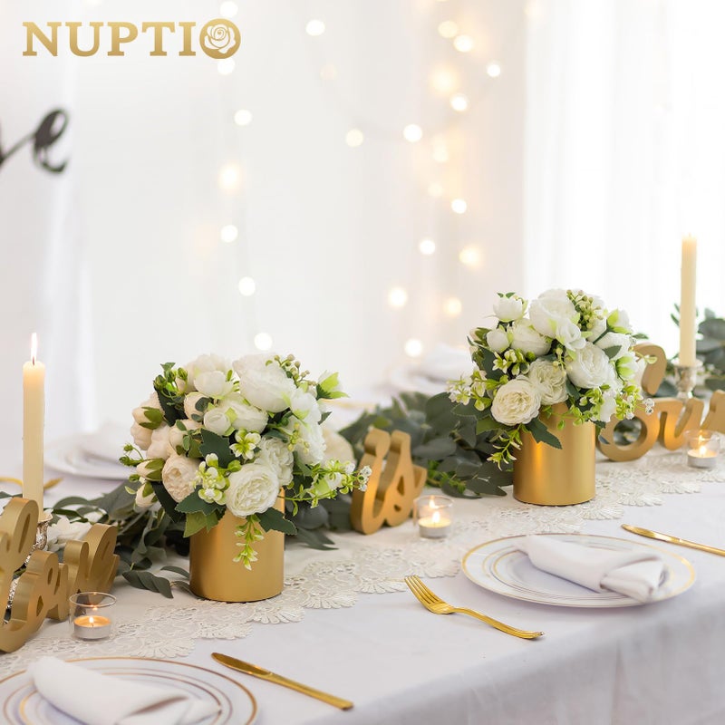 NUPTIO Gold Vases for Centerpieces Wedding: 6 Pcs 5.1 inch Tall Metal Flower Vase Flowers Stand Wedding Centerpieces for Tables Centerpiece Table Decorations - Image 2