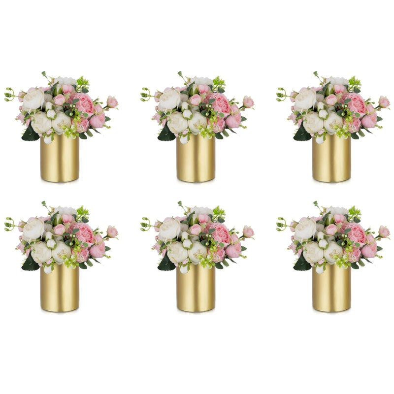 NUPTIO Gold Vases for Centerpieces Wedding: 6 Pcs 5.1 inch Tall Metal Flower Vase Flowers Stand Wedding Centerpieces for Tables Centerpiece Table Decorations - Image 1