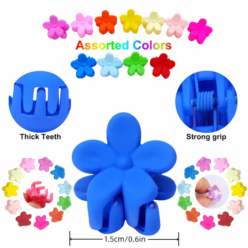 Tesvyns 50Pcs Mini Flower Hair Clip Colorful Mini Hair Claw Baby Hair Clips Toddler Hair Clips Girls Decorative Bun Tiny hair clips, Assorted Colors (Floral) - Image 3