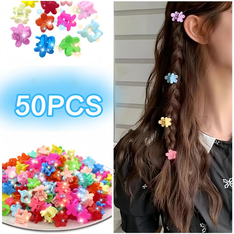 Tesvyns 50Pcs Mini Flower Hair Clip Colorful Mini Hair Claw Baby Hair Clips Toddler Hair Clips Girls Decorative Bun Tiny hair clips, Assorted Colors (Floral) - Image 2