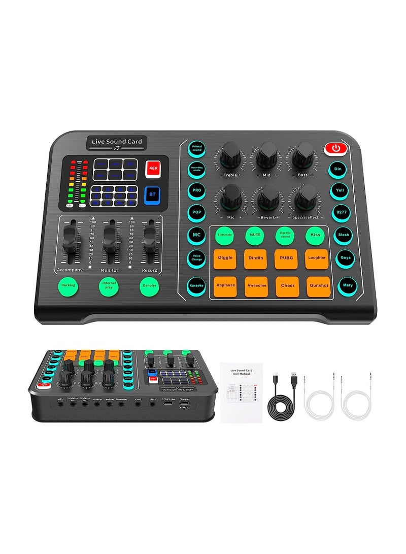 Professional Audio Mixer, Podcast Equipment Bundle, Audio Interface with DJ Mixer Live Sound Card Effects and Voice Changer, for PC/Laptop/Phone/Streaming/Podcasting/Gaming - Image 1