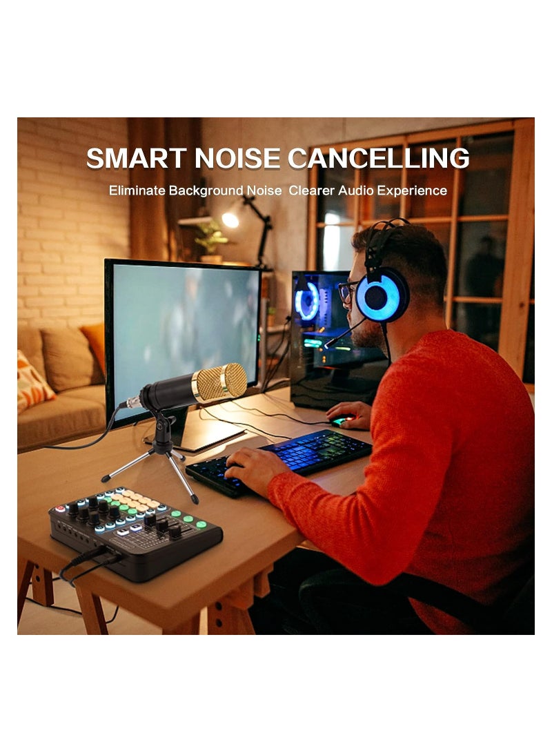 Professional Audio Mixer, Podcast Equipment Bundle, Audio Interface with DJ Mixer Live Sound Card Effects and Voice Changer, for PC/Laptop/Phone/Streaming/Podcasting/Gaming - Image 3